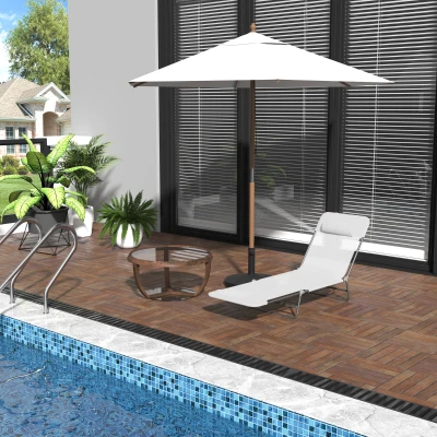 Outsunny Folding Chaise Lounge Chair, Cream White