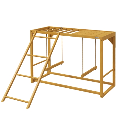 PawHut Wooden Chicken Coop Toy with Swing Set, Natural
