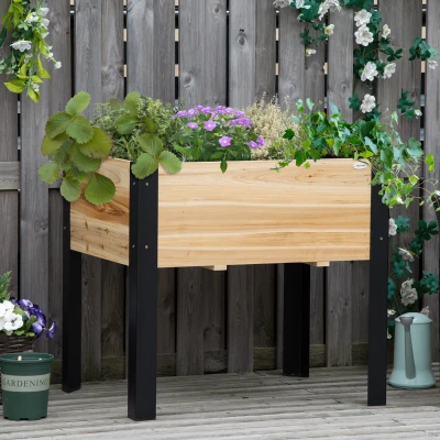 Outsunny 32" x 24" Elevated Garden Bed, Metal Planter Box