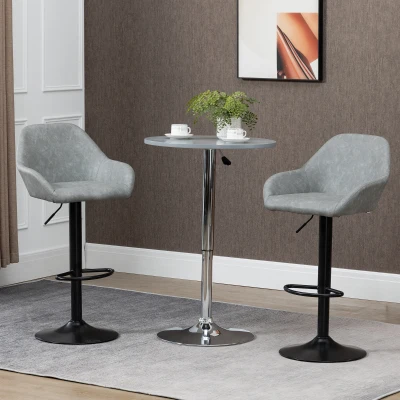 HOMCOM Swivel Counter-Height Bar Stools, PU Leather, Set of 2, Grey