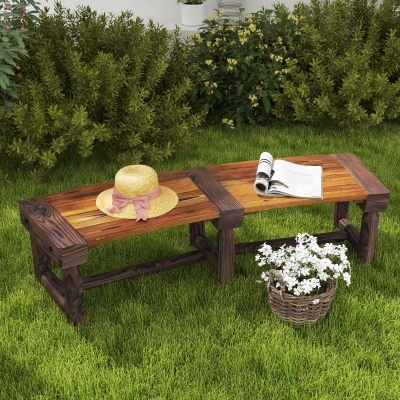 Outsunny Wooden Outdoor Bench, Wrap Around Tree Bench with Slatted Seat for Yard, Garden, Deck, Lawn, Brown