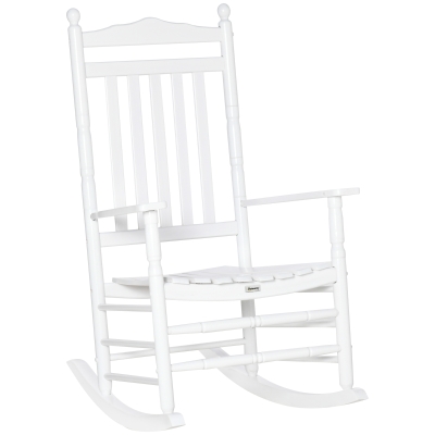 Outsunny Wooden High-Back Rocking Chair, Indoor/Outdoor, White