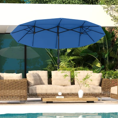 Double-sided Patio Umbrella 112.25" L x 57.75" W x 89.25" H Blue