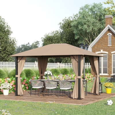 Gazebo 13.1' x 9.8' x 8.5' Brown