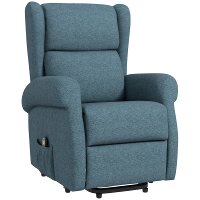 HOMCOM Wingback Lift Chair for Elderly, Power Chair Recliner with Footrest, Remote Control, Side Pockets, Blue
