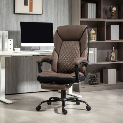 HOMCOM High Back Executive Office Chair with Footrest, Dark Brown