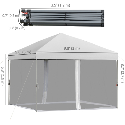 Outsunny 10' x 10' Outdoor Pop-Up Party Tent Canopy with