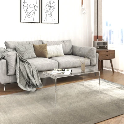 HOMCOM 32" Acrylic Waterfall Coffee Table, Clear
