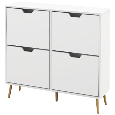 HOMCOM Shoe Storage Cabinet with 4 Flip Drawers and Adjustable Shelf, Shoe Cabinet for 8-16 Pairs of Shoes, White