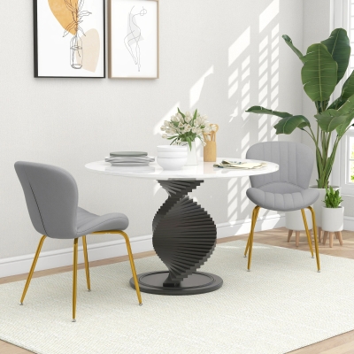 HOMCOM Dining Chairs Set of 2, Modern Accent Chair with Cushioned Backrest, Upholstery for Living Room, Grey