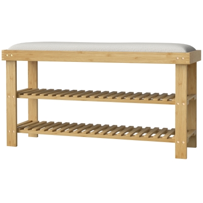 Shoe Bench 35.4" W x 11.4" D x 19.3" H Cream White