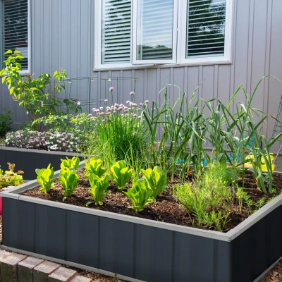 Outsunny 3' x 3' Raised Garden Bed, Galvanized Metal Planter, Dark Gray