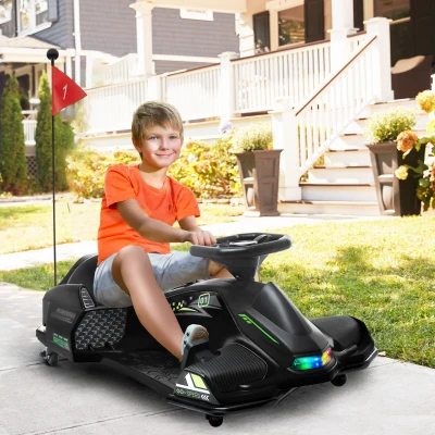 Aosom 12V Electric Drifting Go Kart, Black
