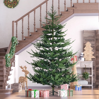 HOMCOM 7.5ft Large Christmas Tree with Metal Base, 1218 molded and layered branch tips, for Indoor Use, Green