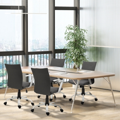 Vinsetto Linen Mid Back Office Chair With Tilt Function, Swivel Computer Chair, Charcoal Grey