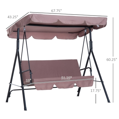 Outsunny 3-Seat Outdoor Patio Swing Chair with Removable