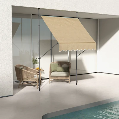 Outsunny 6.5' x 4' Retractable Patio Awning, UV Resistant, Beige