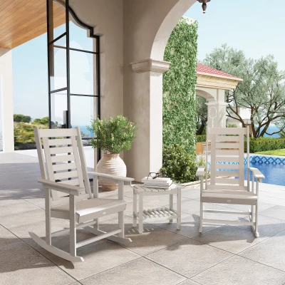 Outdoor Rocking Chair Set 35" x 25.6" x 40.6" White