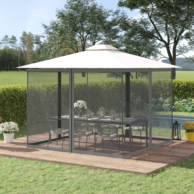 Outsunny Replacement Mosquito Netting for Gazebo 10' x 13' Black Screen Walls for Canopy with Zippers