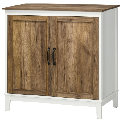 HOMCOM Farmhouse Sideboard, Storage Cabinet with 2 Doors and Shelves Kitchen, Living room, 30.9" x 15.4" x 30.9", Dark Oak