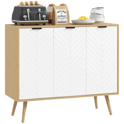 HOMCOM Modern Sideboard and Buffet, Dining Room Cabinet with Adjustable Shelves for Kitchen, Living Room, Natural