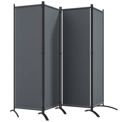 Outsunny Folding Room Divider, Privacy Screen for Patio Backyard Pool Hot Tub, 5.6FT Tall, Dark Grey