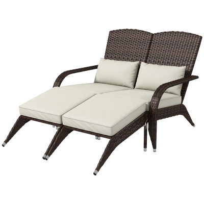 Rattan Adirondack Chair 45.25" x 32.25" x 35.5" Cream White