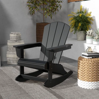 Outsunny HDPE Outdoor Rocking Chair, Adirondack Patio, Black