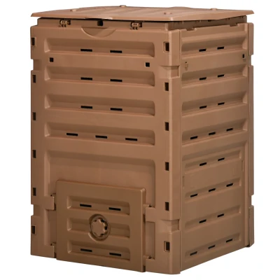 Outsunny Compost Bin, Garden Composter with 80 Vents and 2 Sliding Doors, 120 Gallon (450L), Black