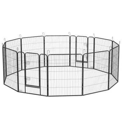 PawHut Dog Pen with Gate, 12 Panels Puppy Playpen, Dog Fence, 39"H