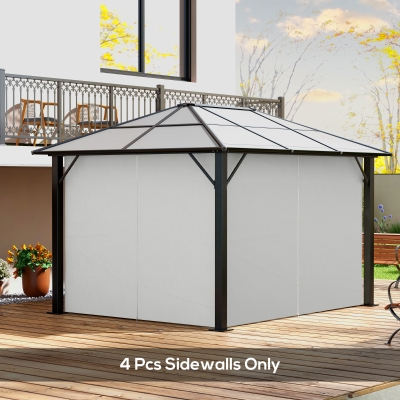 Outsunny Gazebo Replacement Sidewalls 4-Panel Privacy Wall for 10' x 12' Canopy, Outdoor Shelter Curtains Accessories Light Grey