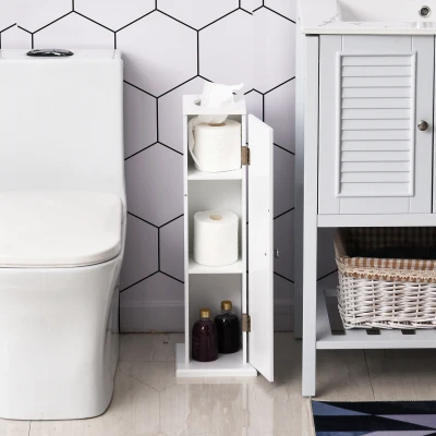 HOMCOM Small Bathroom Corner Cabinet with Doors & Shelves, White