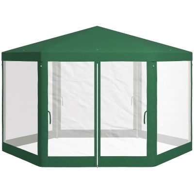 Outsunny 13' Hexagon Outdoor Party Tent, Canopy with Mesh Walls, Green