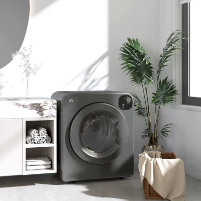HOMCOM 1300W Portable Clothes Dryer, 3.2 cu.ft Stainless Steel, Gray