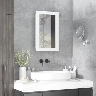 Mirror Cabinet 15.75"W x 4.75"D x 28"H White