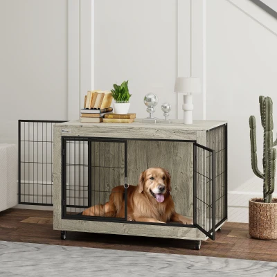 Dog Crate Furniture 39.4" W x 23.6" D x 28.9" H Gray
