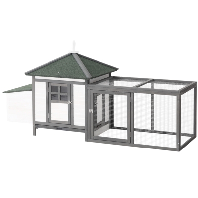 PawHut 77″ Wooden Chicken Coop with Nesting Box, Natural