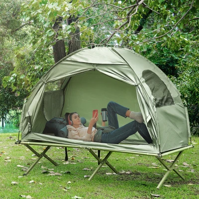 Outsunny Camping Tent Cot, Single Folding Off-Ground Bed