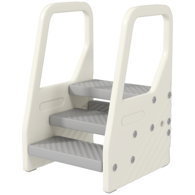 Qaba Adjustable Height Toddler Step Stool with Handle & Foot Pads, Grey