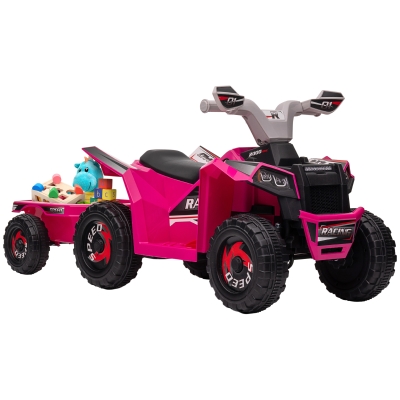 Aosom 6V Electric Toy Car with Trailer, Ages 18-36 Months, Pink