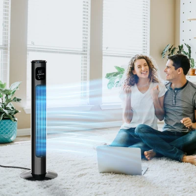 HOMCOM 38" Tower Fan with Aroma Diffuser & Remote, Black