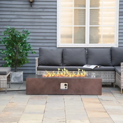 Outsunny 56" Gas Firepit Table, 50,000 BTU, Brown