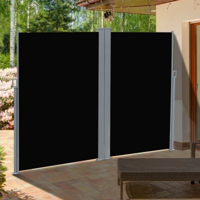 Outsunny 20' Retractable Patio Awning, UV-Fighting, Black