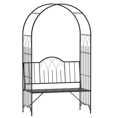 Outsunny 43" Garden Arbor Bench Trellis for Vines Climbing Plant Outdoor Decor Arch- Black