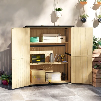 Garden Storage Shed 55.1" W x 29.1" D x 65.7"/68.1" H Natural Wood