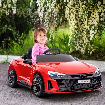 Aosom Ride-On Toy On Car with Remote Control, 12V 3.1 MPH Electric Ride for Kids w/ Suspension System, Horn Honking, Red