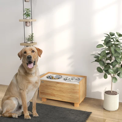Pet Feeder 14" H x 23.6" W x 11.8" D Oak