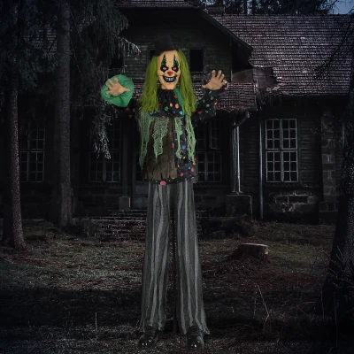 HOMCOM 6.1' Life Size Clown Halloween Decoration, Sound & Motion