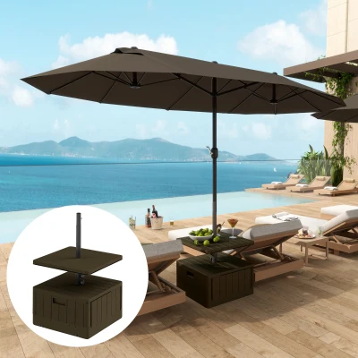 Umbrella Weight with Table Tray 20.9" L x 20.9" W x 17.7" H Brown