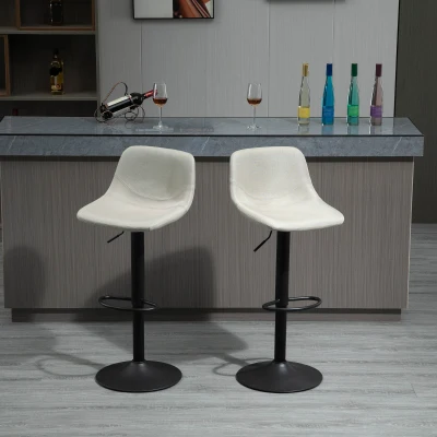 HOMCOM Swivel Bar Stools, Padded Chairs Set of 2, Cream White